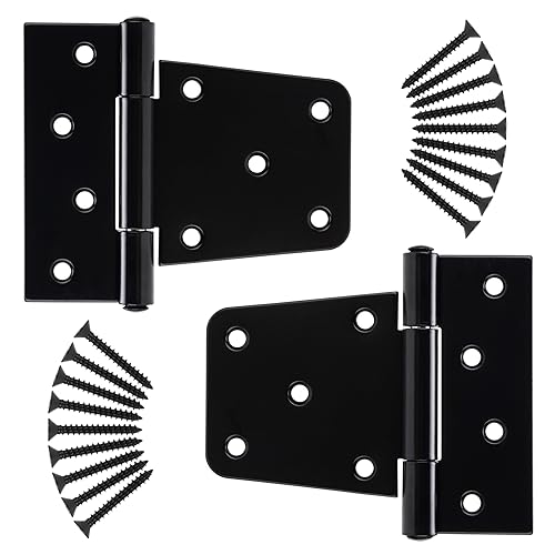HILLMASTER 3.5 Inch Heavy Duty Gate Hinges Fence Door Hinges Durable Black Gate Strap Hinge for Indoor Outdoor, Gate Hardware Kit for Shed,Wooden Fences,Vinyl Fence Gate,Barn Door,Garage,2 Pack - Image 1