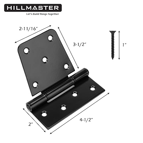 HILLMASTER 3.5 Inch Heavy Duty Gate Hinges Fence Door Hinges Durable Black Gate Strap Hinge for Indoor Outdoor, Gate Hardware Kit for Shed,Wooden Fences,Vinyl Fence Gate,Barn Door,Garage,2 Pack - Image 5