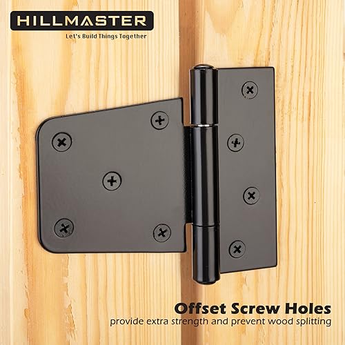 HILLMASTER 3.5 Inch Heavy Duty Gate Hinges Fence Door Hinges Durable Black Gate Strap Hinge for Indoor Outdoor, Gate Hardware Kit for Shed,Wooden Fences,Vinyl Fence Gate,Barn Door,Garage,2 Pack - Image 2