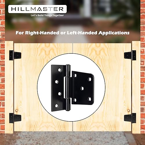 HILLMASTER 3.5 Inch Heavy Duty Gate Hinges Fence Door Hinges Durable Black Gate Strap Hinge for Indoor Outdoor, Gate Hardware Kit for Shed,Wooden Fences,Vinyl Fence Gate,Barn Door,Garage,2 Pack - Image 4