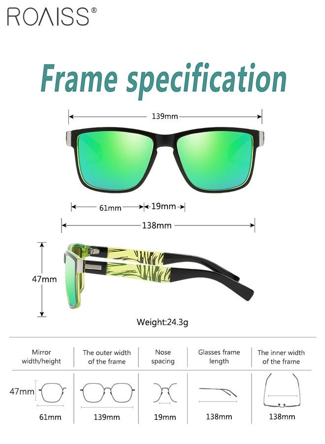 roaiss Men's Polarized Square Sunglasses, UV400 Protection Sun Glasses with PC Frame, Fashion Anti-Glare Sunglasses for Men Driving, Fishing, Traveling, 61mm - Image 4