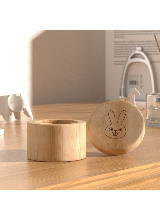 Beech Deciduous Teeth Storage Box Buck Tooth Rabbit Hot Ring Storage Fetal Hair Collection Box Advanced Log Packaging Box-Color:Beech Original Color  - Image 3