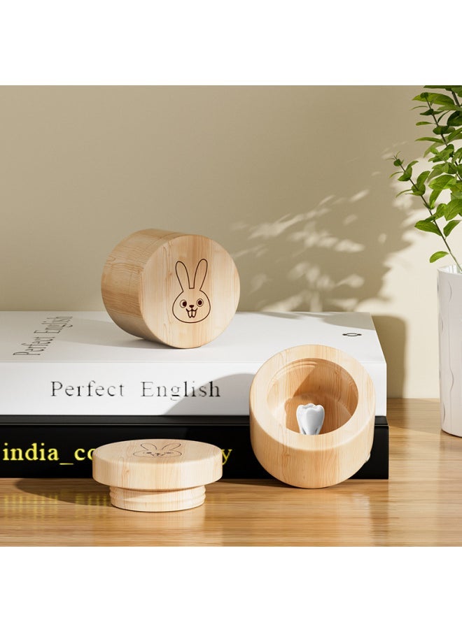 Beech Deciduous Teeth Storage Box Buck Tooth Rabbit Hot Ring Storage Fetal Hair Collection Box Advanced Log Packaging Box-Color:Beech Original Color  - Image 2