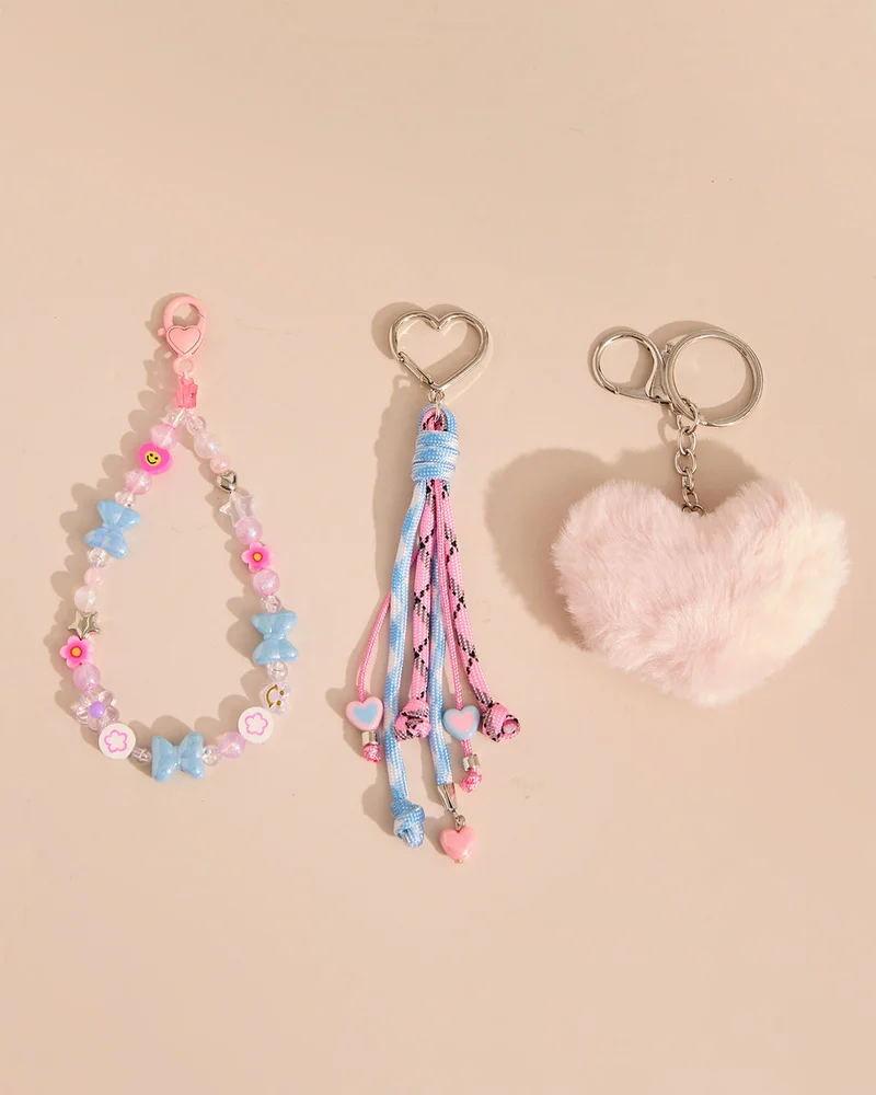 Redtag Girls Assorted Embellished Bag Charm Set (Pack Of 3)