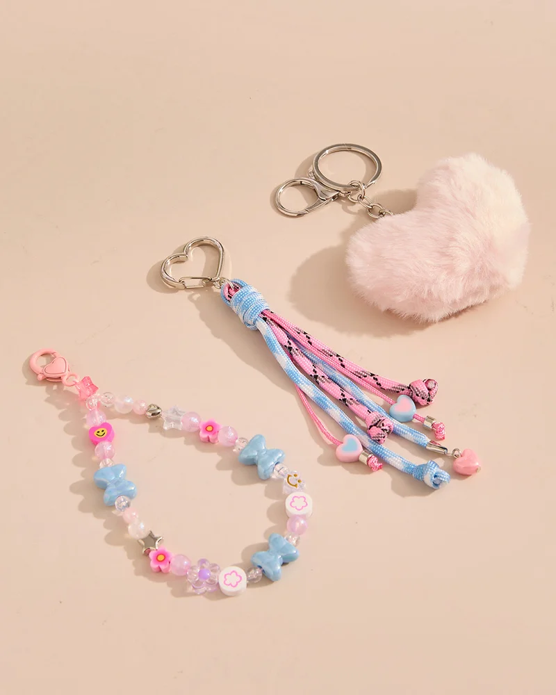 Redtag Girls Assorted Embellished Bag Charm Set (Pack Of 3)