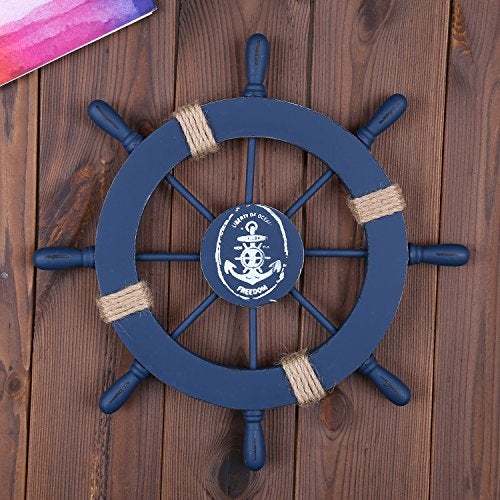Rienar Nautical Ship Steering Wheel - 11" Diameter Wooden Beach Home Wall Décor With Fishing Net/Shell/Fish/Starfish/Seagull - Image 5