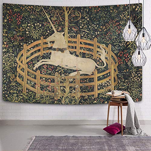 Semtomn Tapestry Artwork Wall Hanging Medieval Vintage Hunting Unicorn Captivity Him Her 60x80 Inches Home Decor Tapestries Mattress Tablecloth Curtain Print - Image 4