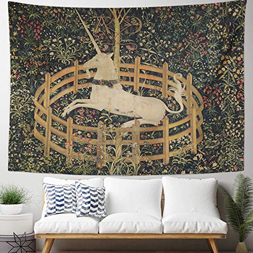 Semtomn Tapestry Artwork Wall Hanging Medieval Vintage Hunting Unicorn Captivity Him Her 60x80 Inches Home Decor Tapestries Mattress Tablecloth Curtain Print - Image 2