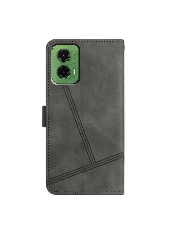 اس-توب جراب لهاتف Motorola Moto G35 مصنوع من الجلد مع خياطة مريحة - Image 3