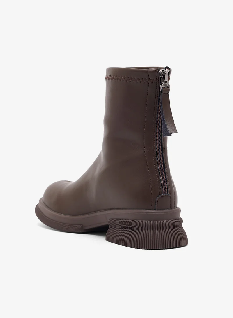 Ella Brown Stitch Trim Platform Chelsea Ankle Boots for Women | Best Price UAE
