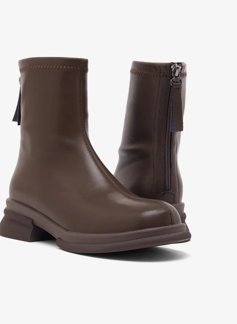 Ella Brown Stitch Trim Platform Chelsea Ankle Boots for Women | Best Price UAE