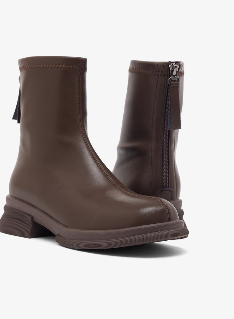 ELLA Stitch Trim Platform Chelsea Ankle Boots - Image 4
