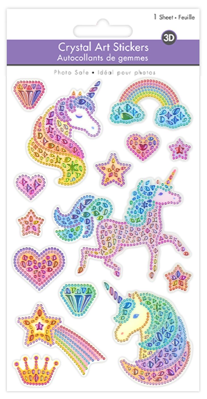 AoneFun Unicorn Stickers - Unicorn Stickers For Girls Shiny Stickers For Girls 4-8 Unicorn Stickers For Kids Girl Stickers Sparkle Stickers Unicorn Stickers For Cups Dimensional Stickers Clear With Gems - Image 1