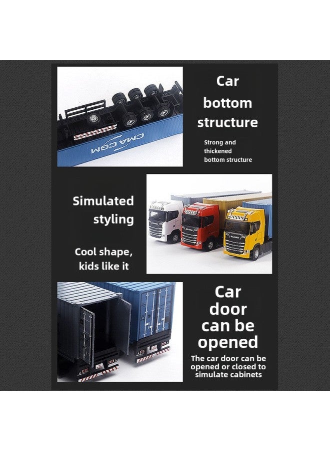 Scania Alloy Container Container Car Model Simulation Tractor Semi-trailer Double-deck Transport Toy-Color:Yellow Scania Tractor + Brown COSCO Container Truck  - Image 3