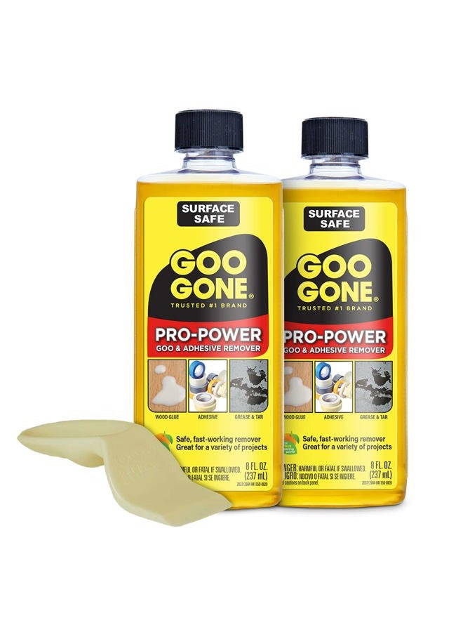 Goo Gone مزيل لاصق برو باور | يزيل الملصقات، اللصق، القطران، الشحوم، رائع على الأدوات | آمن على الأسطح، برائحة الحمضيات المنعشة - عبوة 2 مع أداة كشط، رافع ملصقات - Image 1