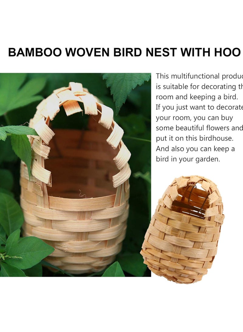 GGOOT Wood Woven Bird Nest Hummingbird House Bird Hut Hand Woven Hanging Birdhouse Outside Roosting Pocket Nest for Hummingbird Wren Sparrow Wicker Finch Chickadee 6pcs As Shown - Image 3