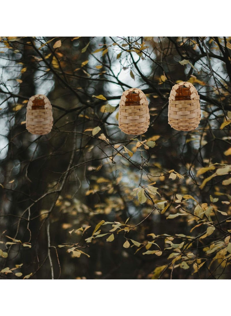 GGOOT Wood Woven Bird Nest Hummingbird House Bird Hut Hand Woven Hanging Birdhouse Outside Roosting Pocket Nest for Hummingbird Wren Sparrow Wicker Finch Chickadee 6pcs As Shown - Image 5