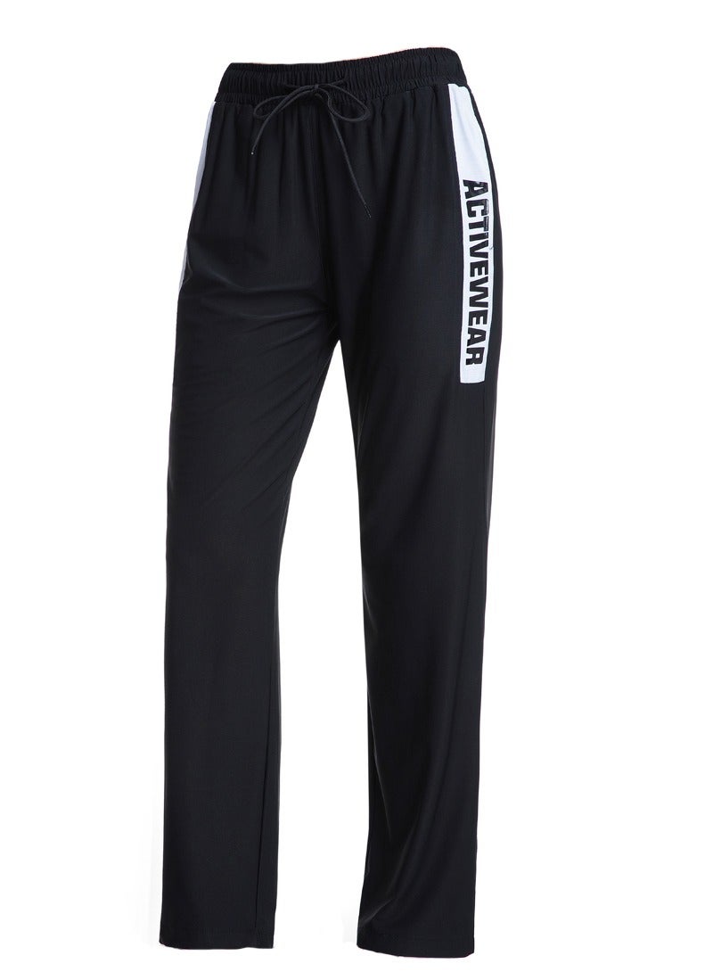 بنطلون الجري الفضفاض النسائي بحبل شد قابل للتعديل  سراويل رياضية بخصر مرن  تصميم قابل لضبط المقاس - Image 1