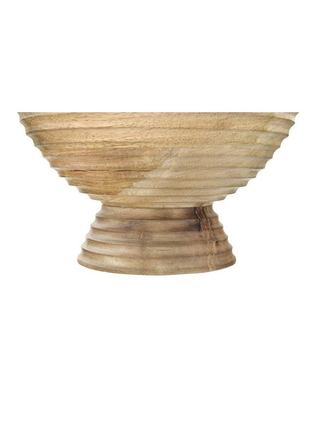 Creative Co-Op DF2440 Ridged Mango Wood Footed Bowl, Brown, 5 quarts, Large - Image 4