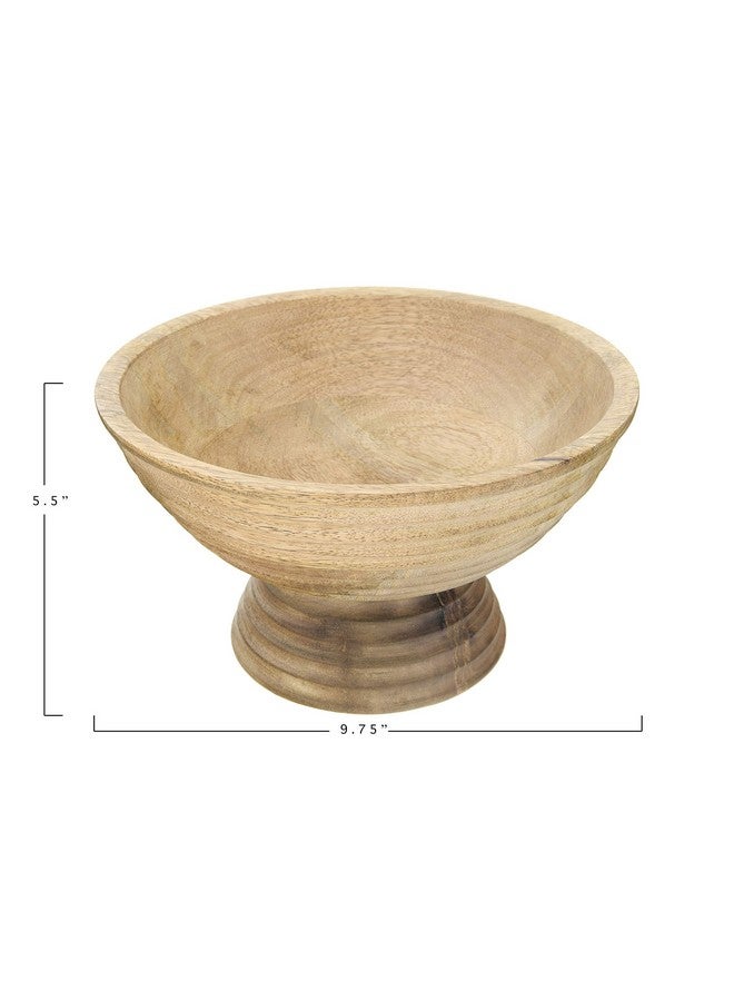 Creative Co-Op DF2440 Ridged Mango Wood Footed Bowl, Brown, 5 quarts, Large - Image 3