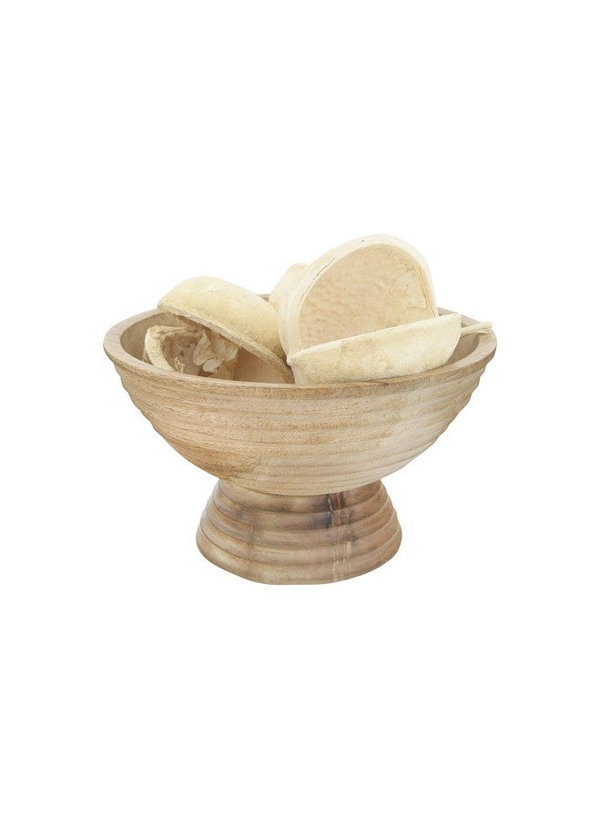 Creative Co-Op DF2440 Ridged Mango Wood Footed Bowl, Brown, 5 quarts, Large - Image 5