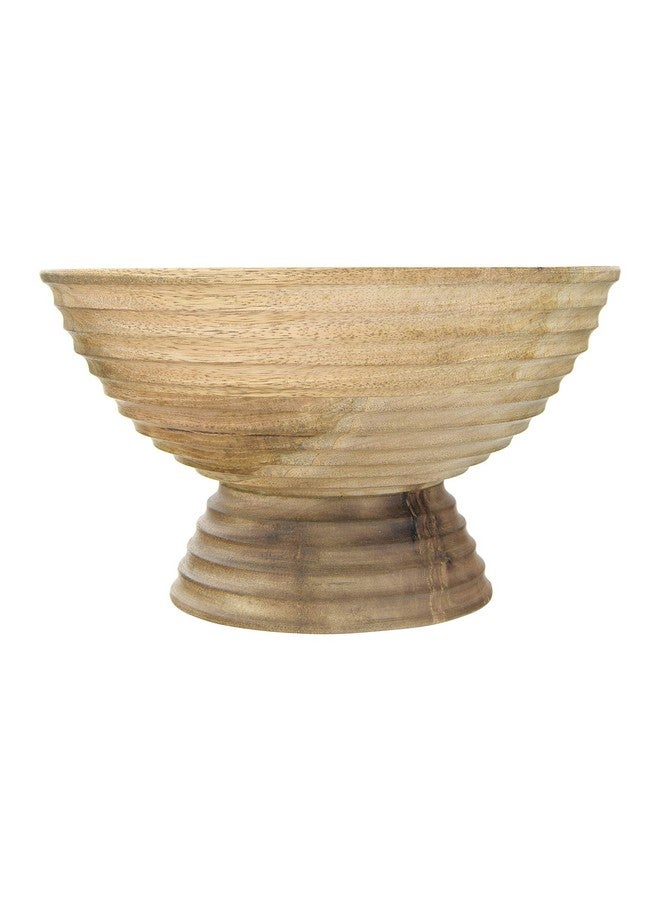 Creative Co-Op DF2440 Ridged Mango Wood Footed Bowl, Brown, 5 quarts, Large - Image 1