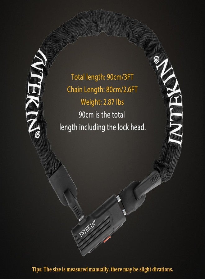 INTEKIN Bike Chain Lock 3FT Heavy Duty Bike Lock Anti-Theft Bicycle Chain Lock 8mm 0.32inch Thicker Bicycle Lock Chain Bike Lock with 3 Keys for Bike, Motorcycle, Fence, Gate and More, Black - Image 5