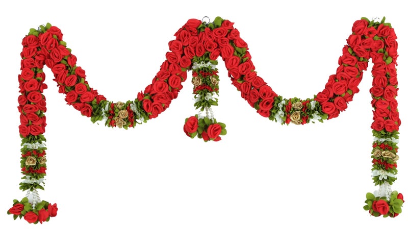Veltic Rose Door Set Toran for Main Door Entrance, Reusable Thoran for Mandir & Living Room Décor, Bandarwal for Festival Decoration, Flower Hanging for Home Décor (18X42 inch) - Image 3