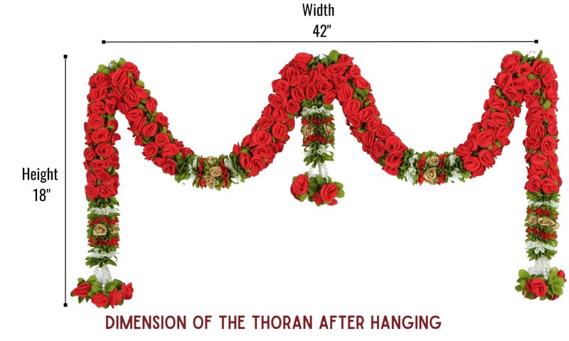 Veltic Rose Door Set Toran for Main Door Entrance, Reusable Thoran for Mandir & Living Room Décor, Bandarwal for Festival Decoration, Flower Hanging for Home Décor (18X42 inch) - Image 4