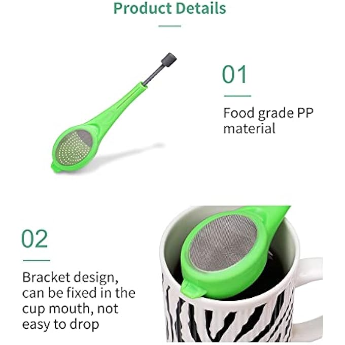 O Ozone Tea Strainer Infuser Filter  No Tea Leaves Residue  Extracts Flavor Completely  No Sharp Edges And Anti Corrossive   Built In Plunger   Green - Image 5