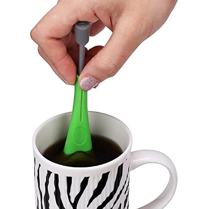 O Ozone Tea Strainer Infuser Filter  No Tea Leaves Residue  Extracts Flavor Completely  No Sharp Edges And Anti Corrossive   Built In Plunger   Green - Image 4