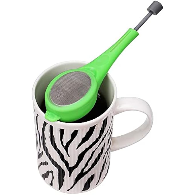 O Ozone Tea Strainer Infuser Filter  No Tea Leaves Residue  Extracts Flavor Completely  No Sharp Edges And Anti Corrossive   Built In Plunger   Green - Image 2