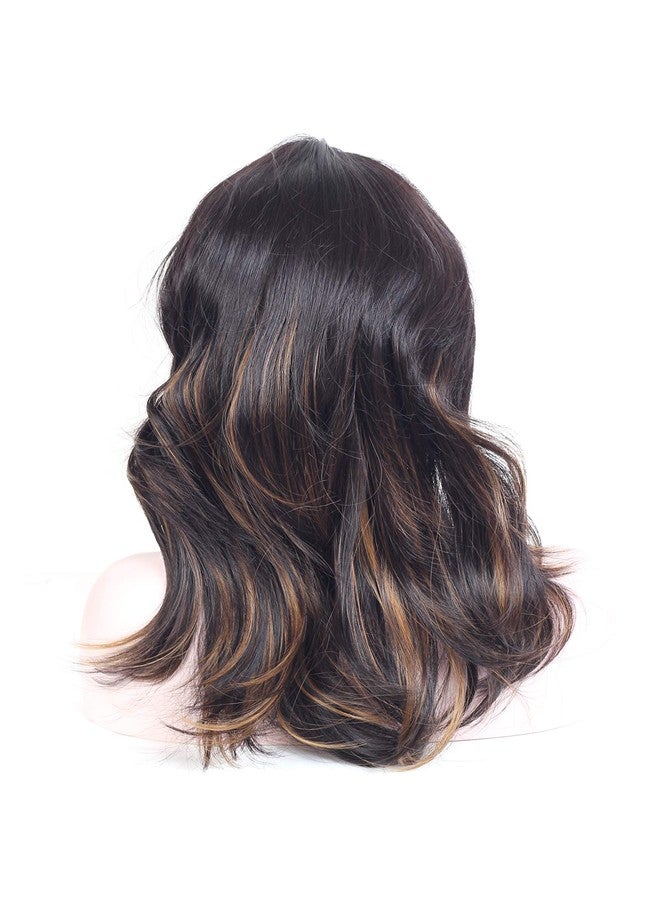 Ritzkart 22 inch Black & Golden Highlight Wavy Long Original Korean Fiber Synthetic Soft Hair Full Head Glueless Hair Wig For Women - Image 3