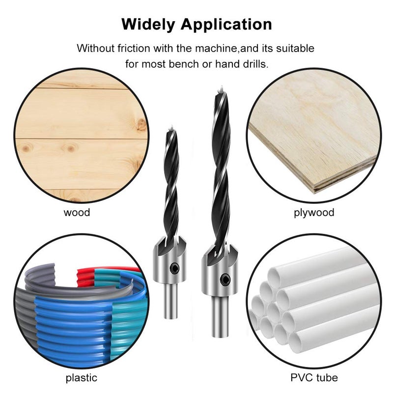 COMOWARE Countersink Drill Bits Set- 7Pcs Counter Sink Bit for Wood High Speed Steel, Woodworking Carpentry Reamer with 1 Free Hex Key Wrench - Image 3