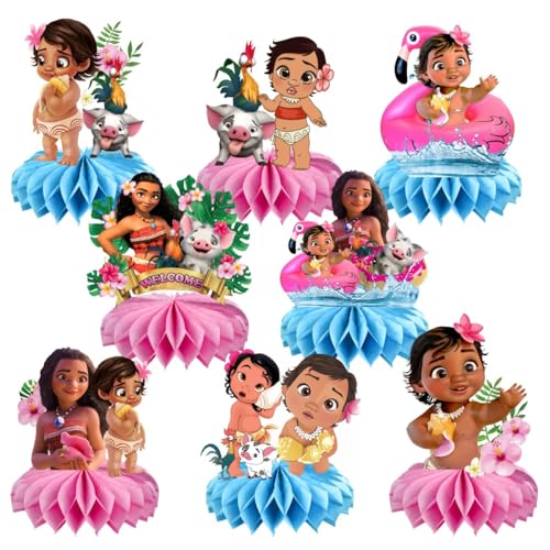 fancigo 8Pcs Moana Table Centerpieces Birthday Party Supplies Double Side Table Decorations for Kids Party Decorations - Image 1