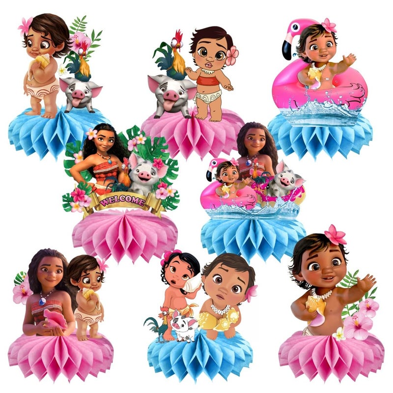 fancigo 8Pcs Moana Table Centerpieces Birthday Party Supplies Double Side Table Decorations for Kids Party Decorations - Image 3