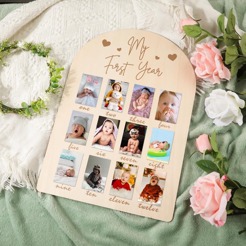 PEUTIER إطار صور خشبي لعرض صور السنة الأولى لطفلك 12 شهرًا - Image 2
