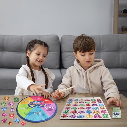 Lefan Wooden 3in1 Fishing Rope Game - Educational Toys for 3 Year Old - Magnetic Rope, Spelling Learning, ABCD for Kids, Color and Shape Sorting, Montessori Kids Activity Toys, 2 Years - Image 5