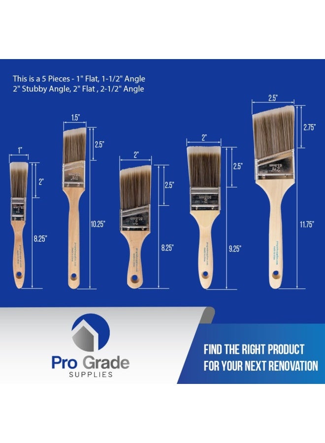 Pro-Grade Home Wall Trim House Paint Brush Set Great For Professional Painter And Home Owners Painting Brushes For Cabinet Decks Fences Interior Exterior And Commercial Paintbrush  - Image 2