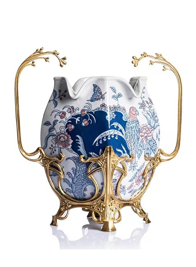 China Made [Imperial Blue & Gold Floral Urn｜Hand-Painted Heritage Artistry｜Forbidden City Metalwork Legacy] - Image 3