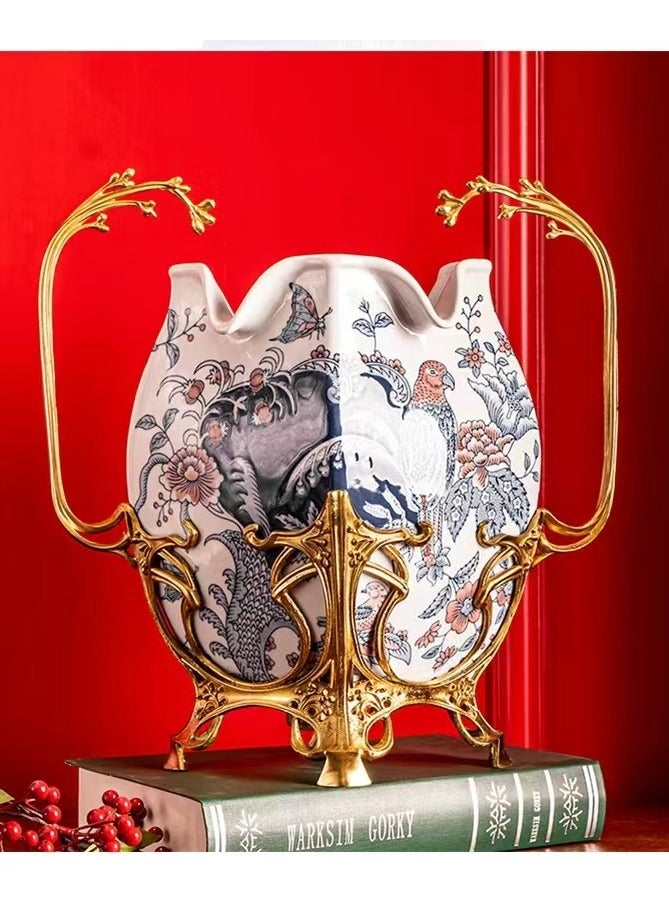 China Made [Imperial Blue & Gold Floral Urn｜Hand-Painted Heritage Artistry｜Forbidden City Metalwork Legacy] - Image 2