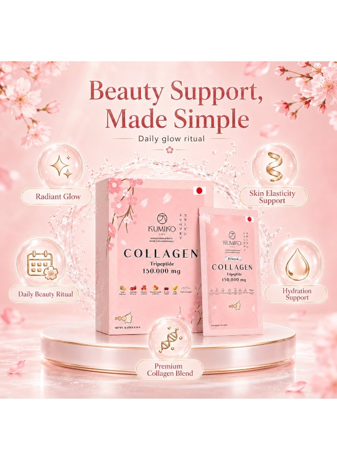 Kumiko Collagen Tripeptide 150,000mg Beauty Drink Sachets With Marine Collagen, Fruit Extracts & Q10 For Daily Glow Support - Image 3