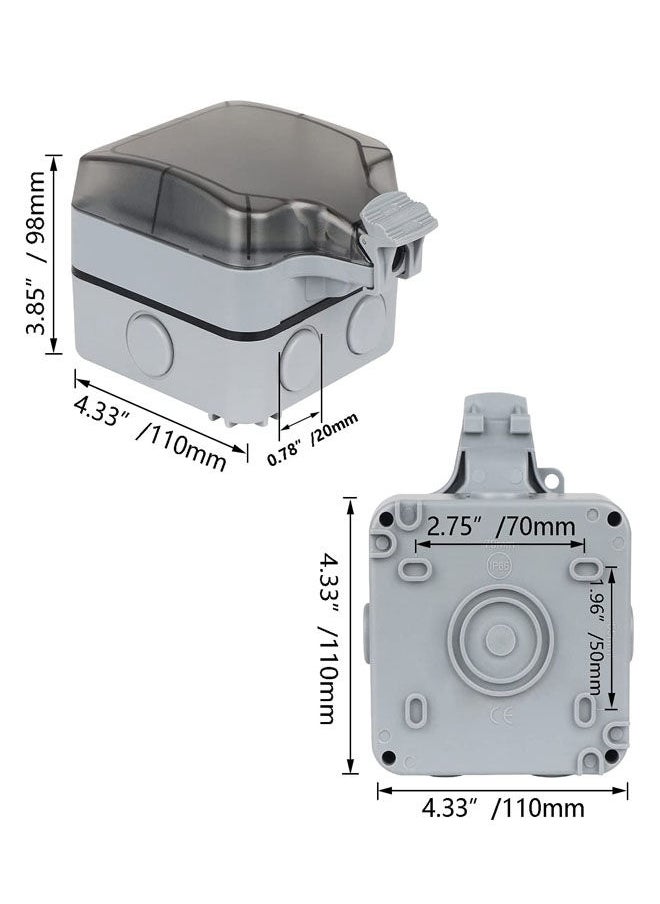 Generic - Switched Socket Cover Outdoor Socket Waterproof Socket Wall Electrical Outlets IP66 13Amp Weatherproof Wall Plug Socket Box Single Socket - Image 1