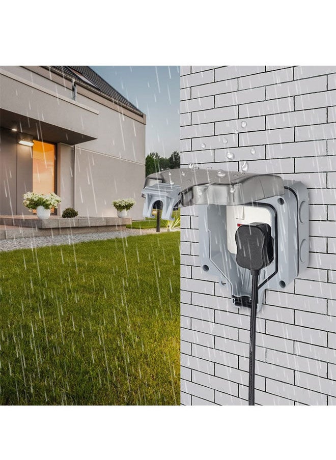 Generic - Switched Socket Cover Outdoor Socket Waterproof Socket Wall Electrical Outlets IP66 13Amp Weatherproof Wall Plug Socket Box Single Socket - Image 1