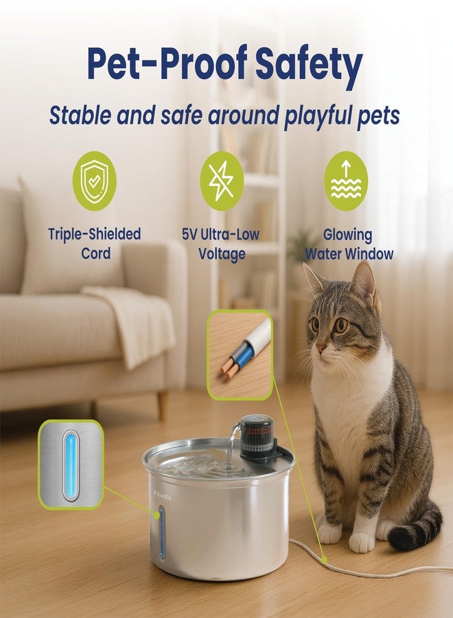 PawsPik PureFlow MAX Automatic Pet Water Dispenser, Stainless Steel Curve Dog & Cat Water Fountain, 3.2-Liter for Fresh, Long-Lasting Hydration - Image 4