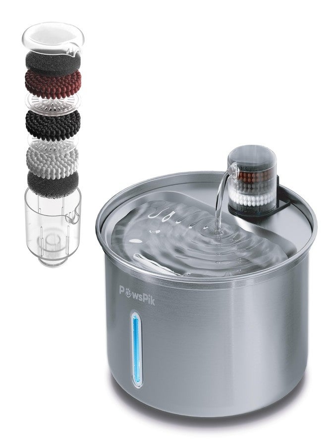 PawsPik PureFlow MAX Automatic Pet Water Dispenser, Stainless Steel Curve Dog & Cat Water Fountain, 3.2-Liter for Fresh, Long-Lasting Hydration - Image 1