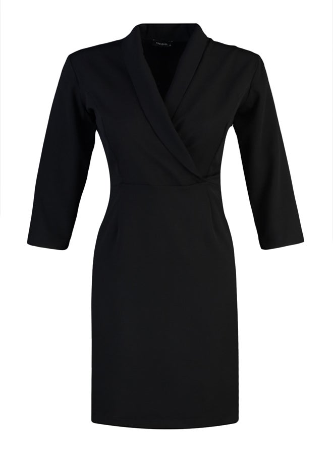 trendyol Black A-Line Jacket Collar Mini Woven Dress TWOAW23EL00384 - Image 5