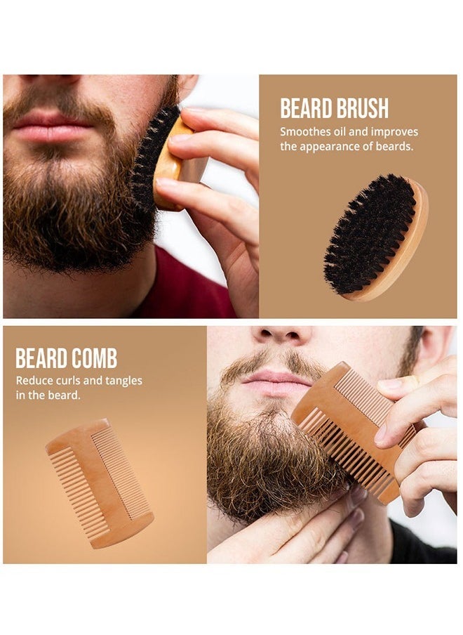LIYALAN - Beard Kit For Men Grooming & Care W/Beard Wash/Shampoo - Beard Growth Oil,Beard Balm Leave-in Conditioner,Beard Comb,Beard Brush,Beard Scissor -100% Pure & Organic Beard Growth Kit(7 Packs/ Set) - Image 1