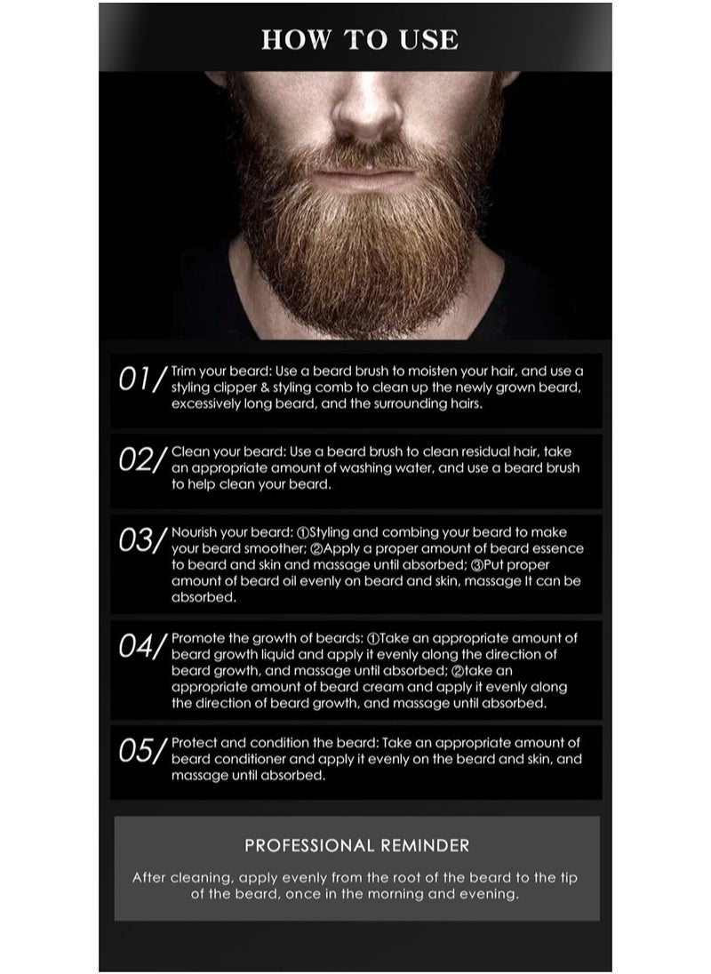 LIYALAN - Beard Kit For Men Grooming & Care W/Beard Wash/Shampoo - Beard Growth Oil,Beard Balm Leave-in Conditioner,Beard Comb,Beard Brush,Beard Scissor -100% Pure & Organic Beard Growth Kit(7 Packs/ Set) - Image 1