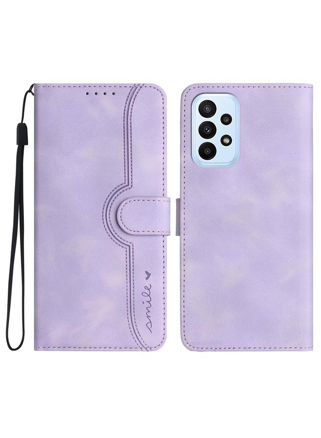 S-TOP Case For Samsung Galaxy A33 5G Heart Pattern Skin Feel Leather Phone Case - Image 1